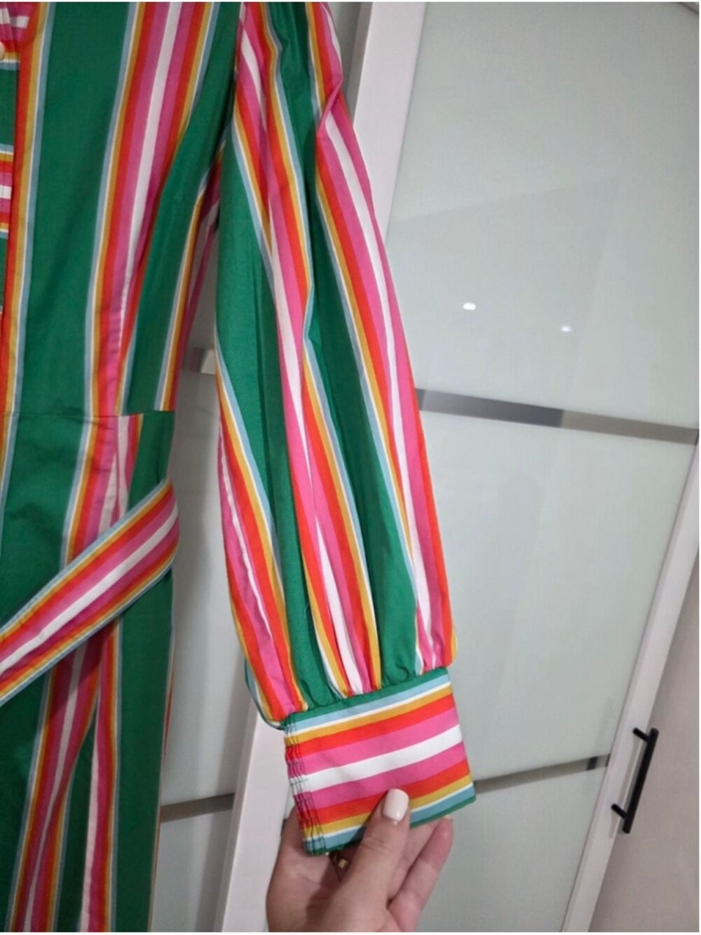Boden Astrid Green Multicolor Stripe Midi Shirt Dress Size US 10R - Picture 11 of 16